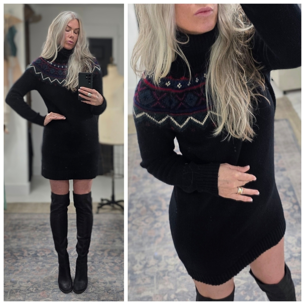 Ralph Lauren Fair Isle Turtleneck Sweater Dress - Picture 7 of 8